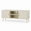 Mobile porta TV crema in MDF 140 x 40 x 60 cm con 2 ante e ripiani