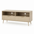 Mobile TV rettangolare rovere chiaro in truciolare nobilitato con 2 ante e 2 vani 140 x 40 x 55 cm
