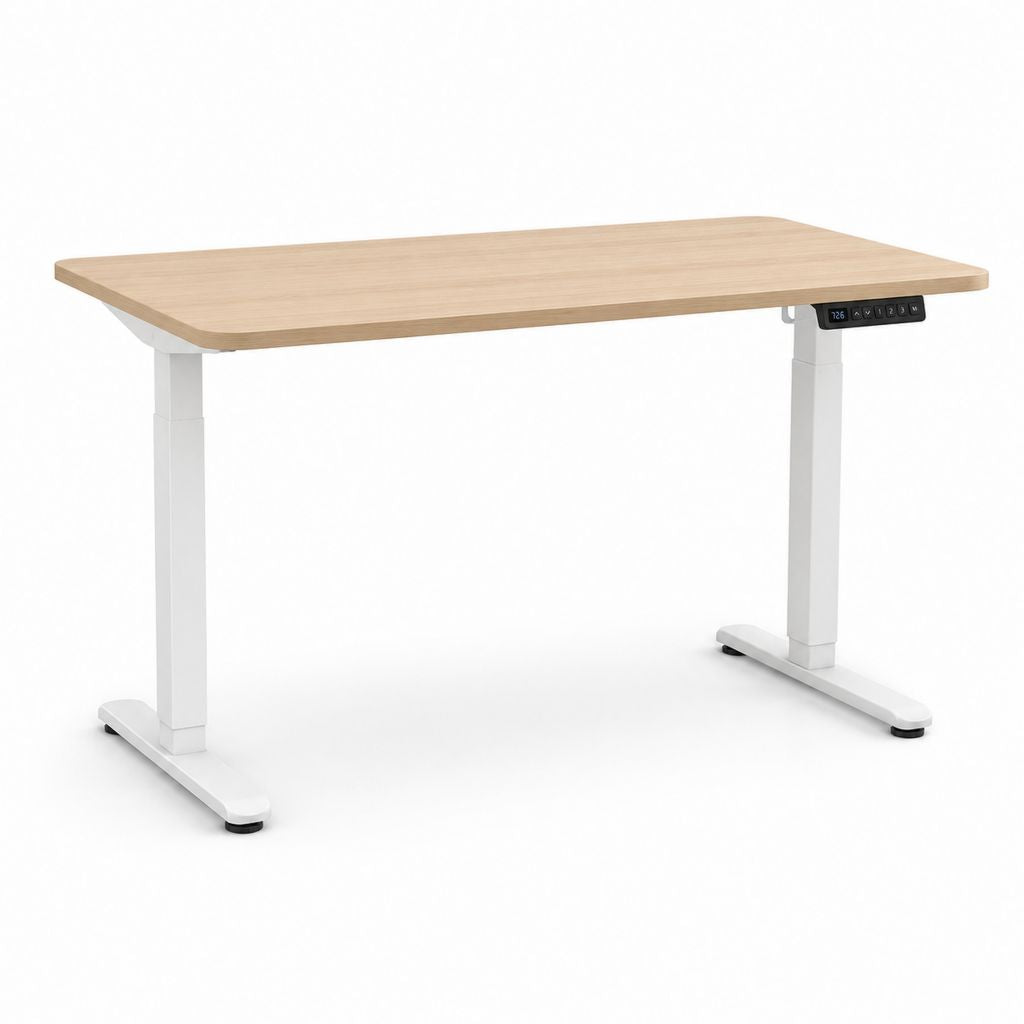 Scrivania elettrica regolabile in altezza rovere chiaro e bianco 120 x 60 x 72-120 cm