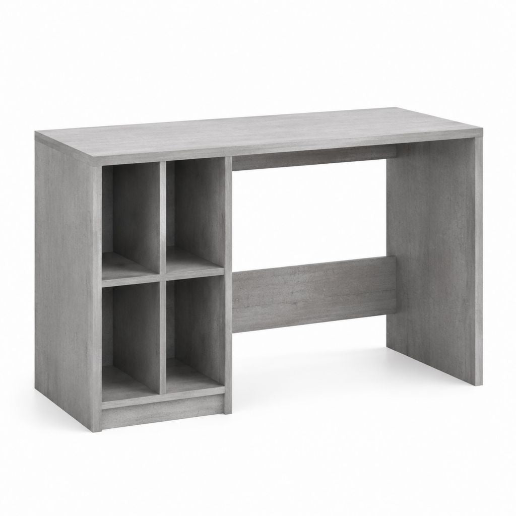 Scrivania con 4 vani grigio cemento in pannello truciolare melaminico rettangolare 100 x 50 x 75 cm
