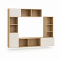 Parete attrezzata TV rovere chiaro e bianco in pannello truciolare rettangolare 240 x 35 x 180 cm