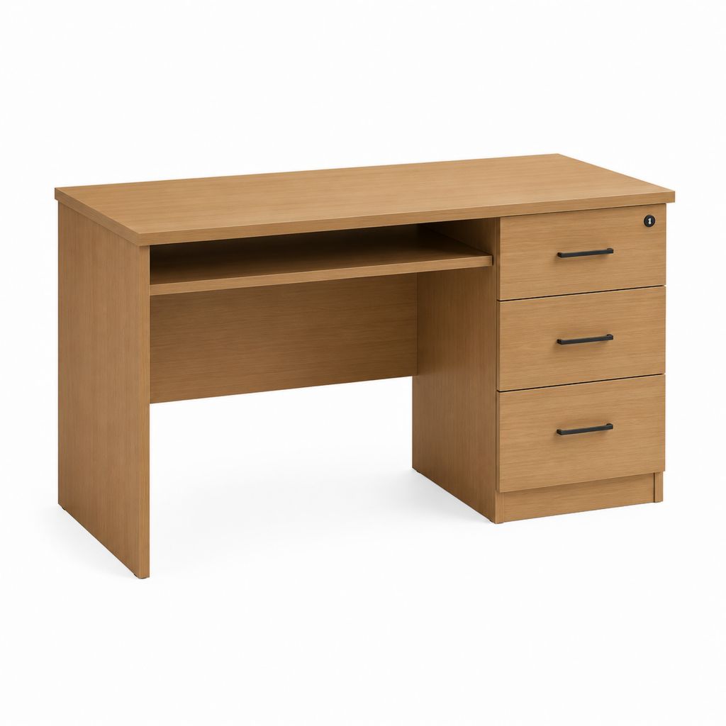 Scrivania ufficio tradizionale rovere chiaro in pannello truciolare rettangolare 120 x 60 x 75 cm con 3 cassetti e serratura