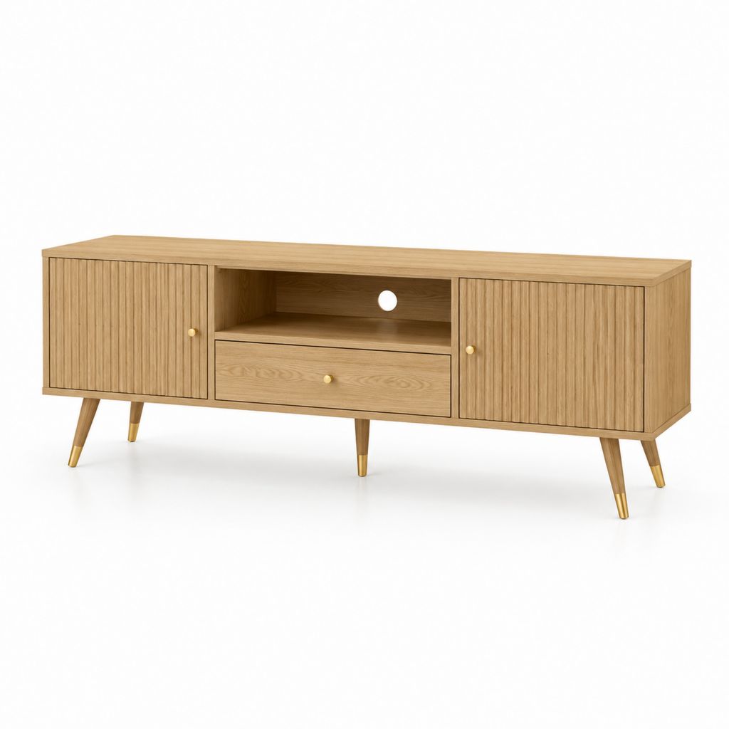 Mobile TV in MDF impiallacciato rovere naturale 160 x 40 x 60 cm