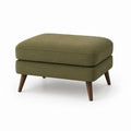 Poggiapiedi imbottito verde oliva in poliestere con gambe in legno massello 91 x 66 x 48 cm