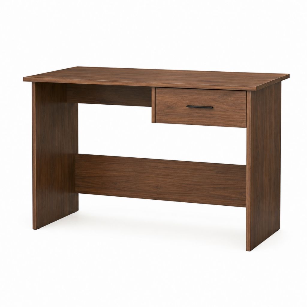 Scrivania tradizionale marrone noce in pannello truciolare rettangolare con cassetto 120 x 60 x 75 cm