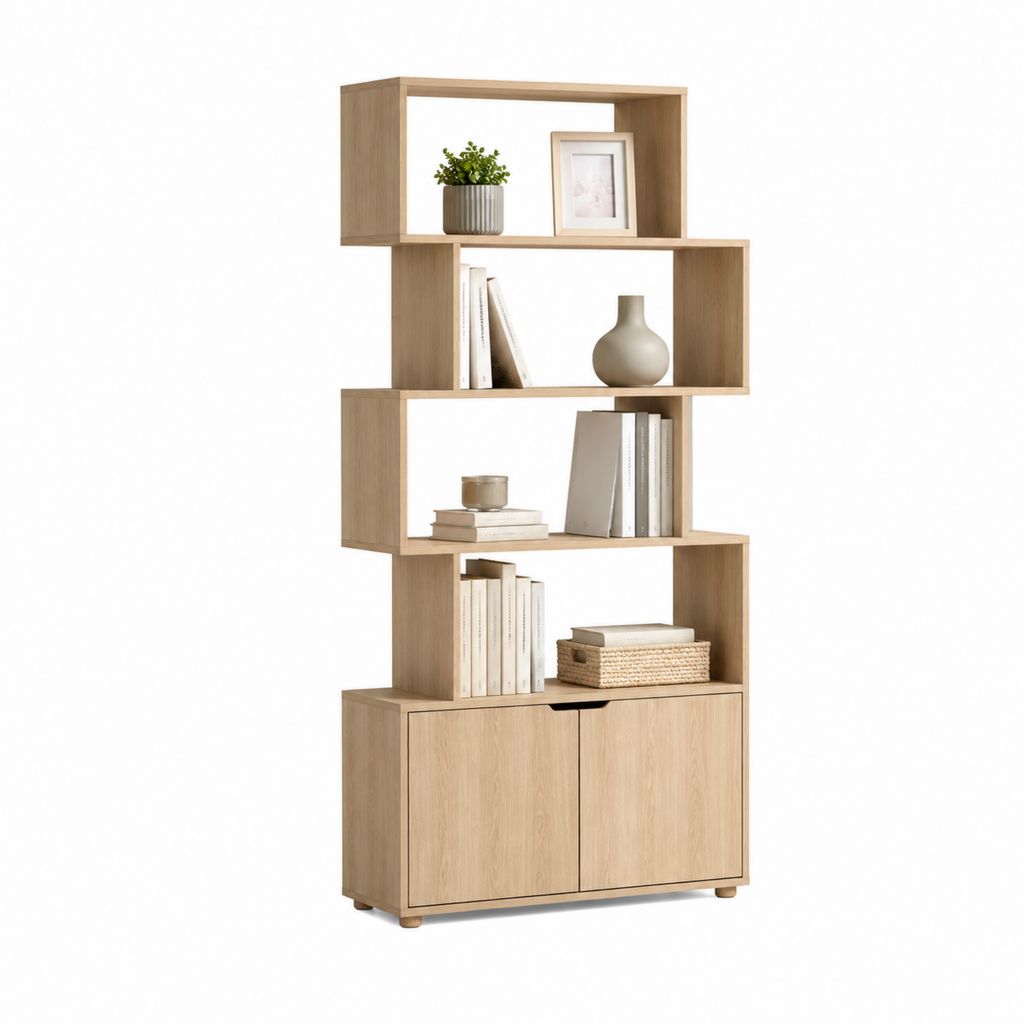 Libreria moderna con ante rovere chiaro in MDF 80 x 30 x 190 cm