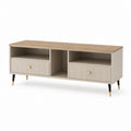 Mobile TV con 2 cassetti e 3 vani a giorno beige e rovere in MDF 160 x 40 x 60 cm